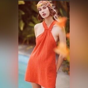 Anthropologie Braided Halter Mini Dress L